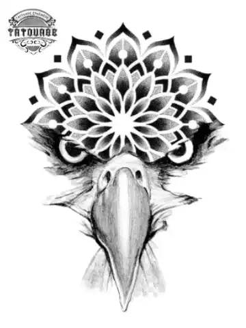 tatouage ephemere aigle mandala Tatouage éphémère aigle mandala