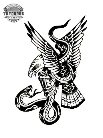 Tatouage éphémère aigle serpent