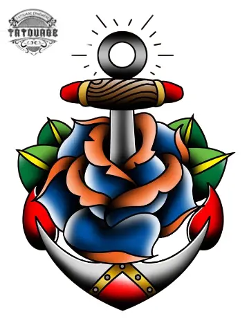 Tatouage éphémère ancre marin
