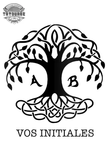 Tatouage éphémère arbre avec initiale