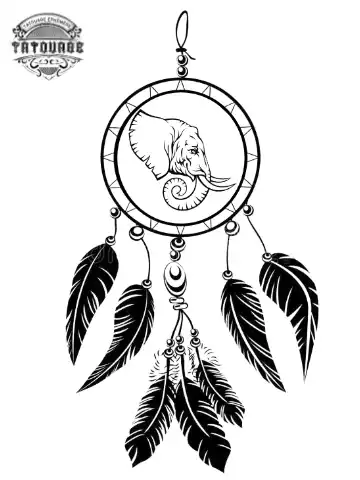tatouage ephemere attrape reve elephant Tatouage éphémère attrape rêve éléphant