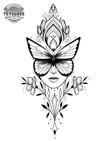tatouage ephemere avec papillon et fleur Tatouage éphémère avec papillon et fleur