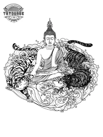 tatouage ephemere bouddhiste tigre Tatouage éphémère bouddhiste tigre
