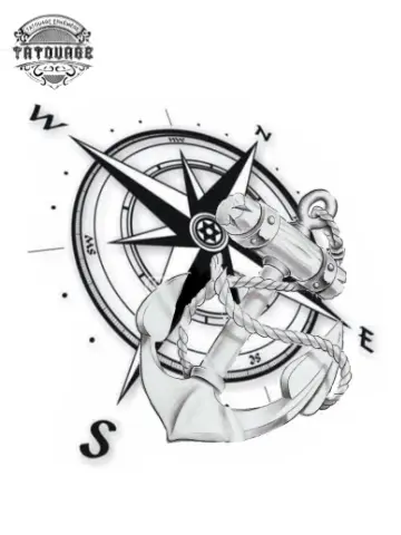 tatouage ephemere boussole 3d Tatouage éphémère boussole 3d