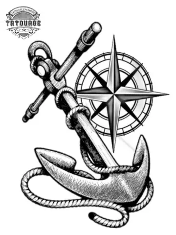 tatouage ephemere boussole ancre Tatouage éphémère boussole ancre