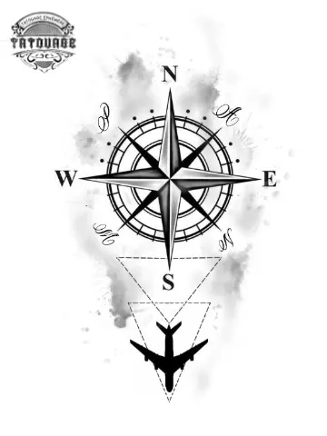 tatouage ephemere boussole avion Tatouage éphémère boussole avion