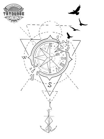 tatouage ephemere boussole cassee Tatouage éphémère boussole cassée