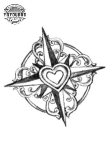 tatouage ephemere boussole coeur Tatouage éphémère boussole coeur