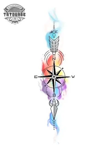 tatouage ephemere boussole couleur Tatouage éphémère boussole couleur