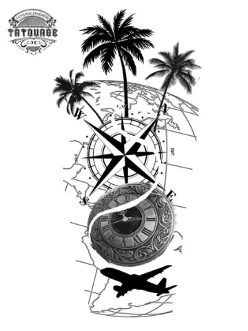 tatouage ephemere boussole et avion Tatouage éphémère boussole et avion