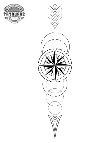 tatouage ephemere boussole fleche Tatouage éphémère boussole flèche