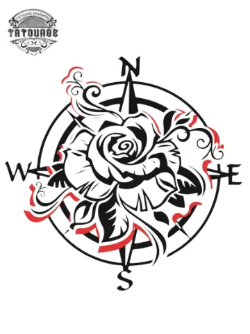 tatouage ephemere boussole fleur Tatouage éphémère boussole fleur
