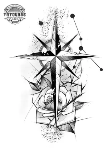 tatouage ephemere boussole graphique Tatouage éphémère boussole graphique