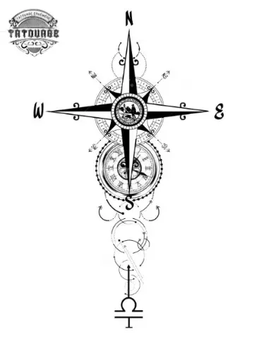tatouage ephemere boussole horloge Tatouage éphémère boussole horloge