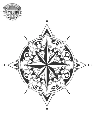 tatouage ephemere boussole mandala Tatouage éphémère boussole mandala