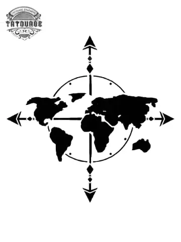 tatouage ephemere boussole mappemonde Tatouage éphémère boussole mappemonde