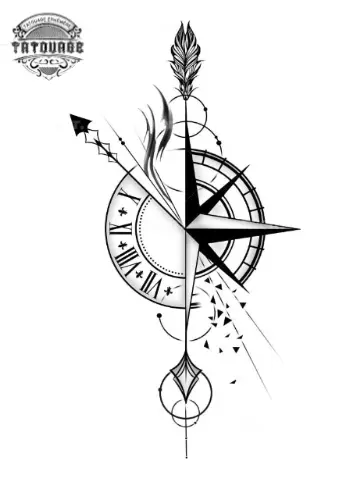 tatouage ephemere boussole montre Tatouage éphémère boussole montre