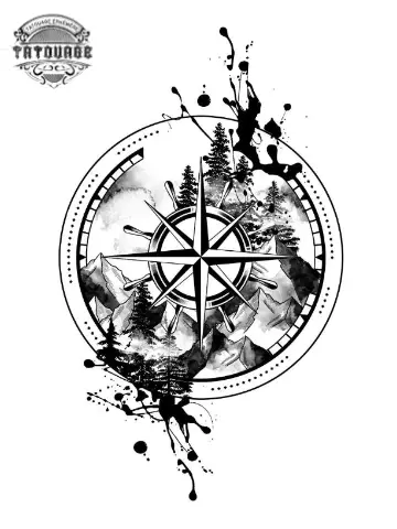 tatouage ephemere boussole nature Tatouage éphémère boussole nature