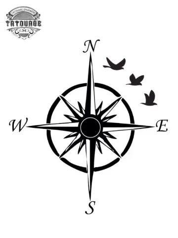 tatouage ephemere boussole oiseau Tatouage éphémère boussole oiseau