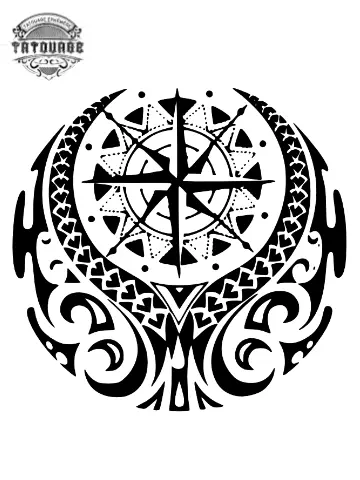 tatouage ephemere boussole polynesien Tatouage éphémère boussole polynésien
