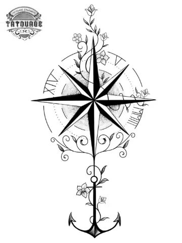 tatouage ephemere boussole rose des vents Tatouage éphémère boussole rose des vents