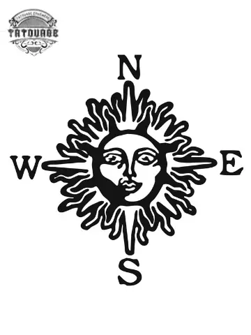 tatouage ephemere boussole soleil Tatouage éphémère boussole soleil