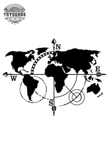 tatouage ephemere boussole terre Tatouage éphémère boussole terre