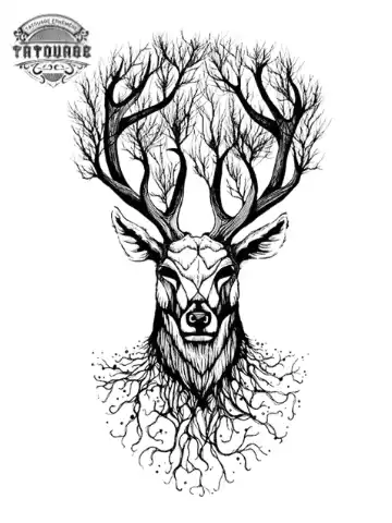 tatouage ephemere cerf arbre de vie Tatouage éphémère cerf arbre de vie