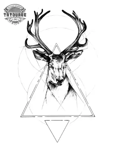 tatouage ephemere cerf et triangle Tatouage éphémère cerf et triangle