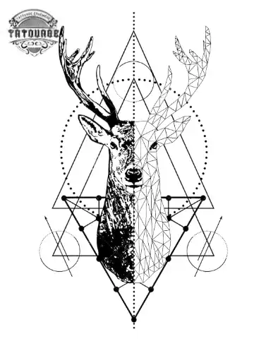 Tatouage éphémère cerf géométrique