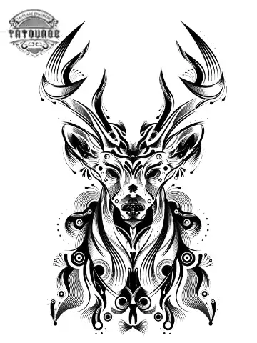 Tatouage éphémère cerf graphique