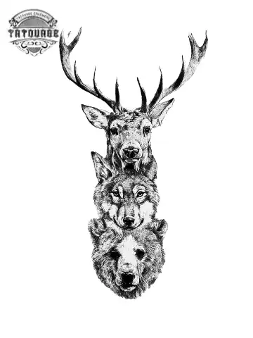tatouage ephemere cerf loup ours Tatouage éphémère cerf loup ours