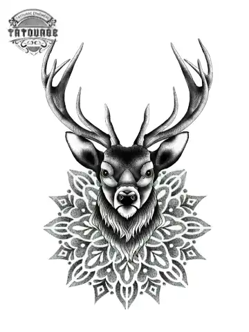 Tatouage éphémère cerf mandala
