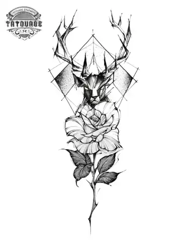 tatouage ephemere cerf rose Tatouage éphémère cerf rose