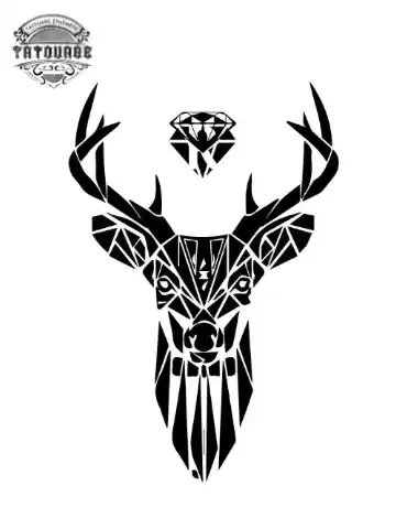 tatouage ephemere cerf stylise Tatouage éphémère cerf stylisé