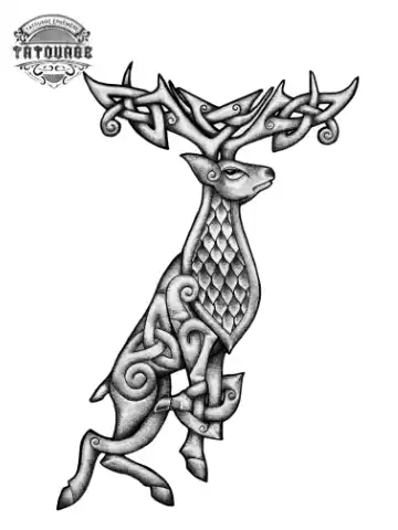 tatouage ephemere cerf viking Tatouage éphémère cerf viking
