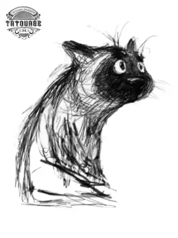 tatouage ephemere chat abstrait Tatouage éphémère chat abstrait