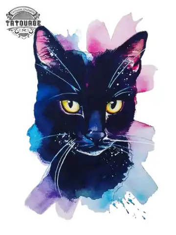tatouage ephemere chat aquarelle Tatouage éphémère chat aquarelle