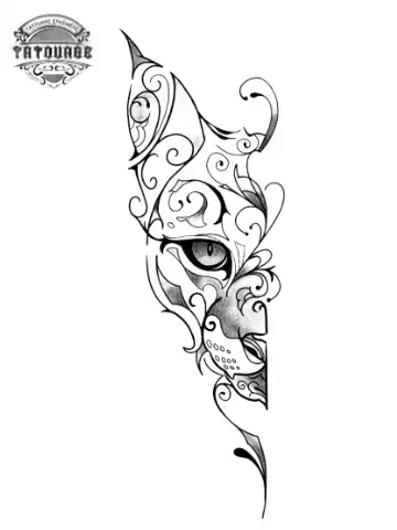tatouage ephemere chat arabesque Tatouage éphémère chat arabesque