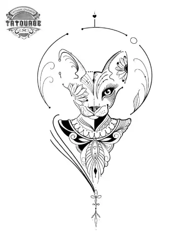 tatouage ephemere chat bastet Tatouage éphémère chat bastet