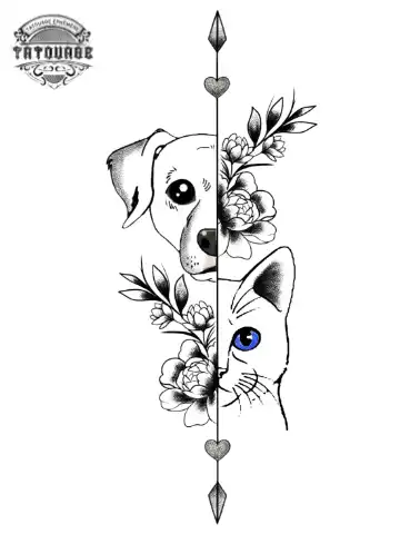 tatouage ephemere chat et chien Tatouage éphémère chat et chien