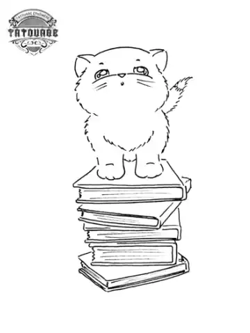 tatouage ephemere chat et livre Tatouage éphémère chat et livre