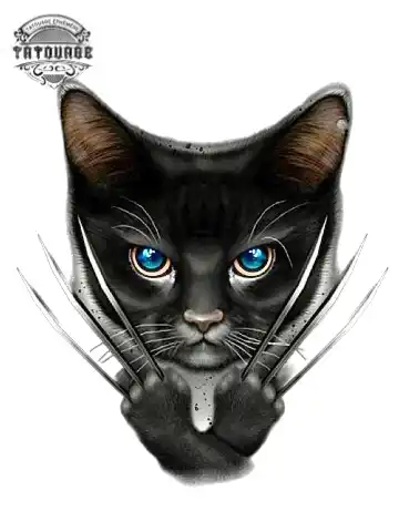 tatouage ephemere chat guerrier Tatouage éphémère chat guerrier