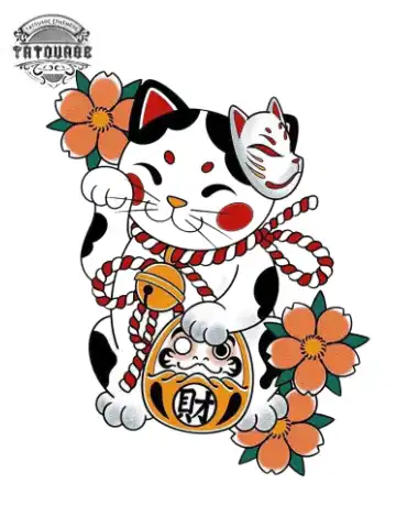 tatouage ephemere chat japonais Tatouage éphémère chat japonais