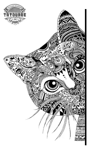 tatouage ephemere chat mandala Tatouage éphémère chat mandala