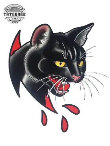tatouage ephemere chat noir homme Tatouage éphémère chat noir homme