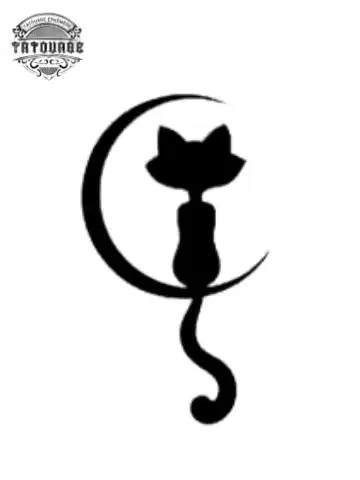 tatouage ephemere chat noir lune Tatouage éphémère chat noir lune