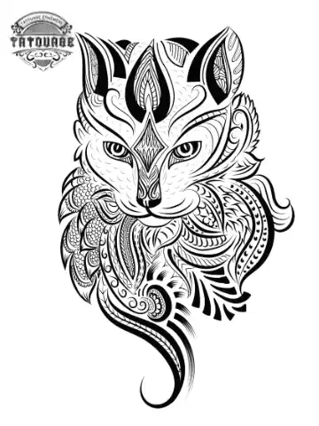 tatouage ephemere chat polynesien Tatouage éphémère chat polynésien