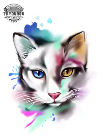 tatouage ephemere chat stylise Tatouage éphémère chat stylisé