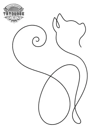 Tatouage éphémère chat trait fin